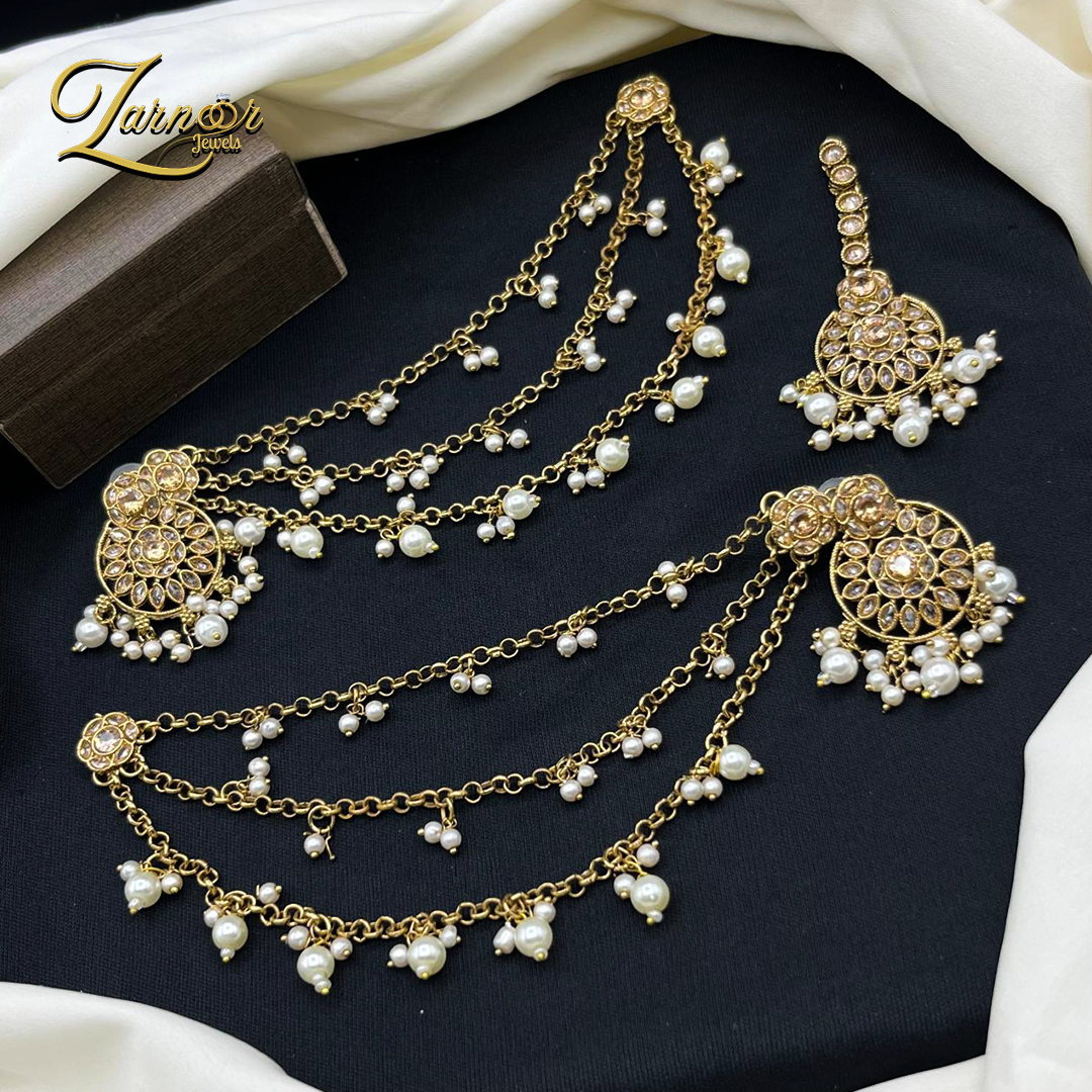 Elegant earrings tika with 3 premium look 3 layers Sahara