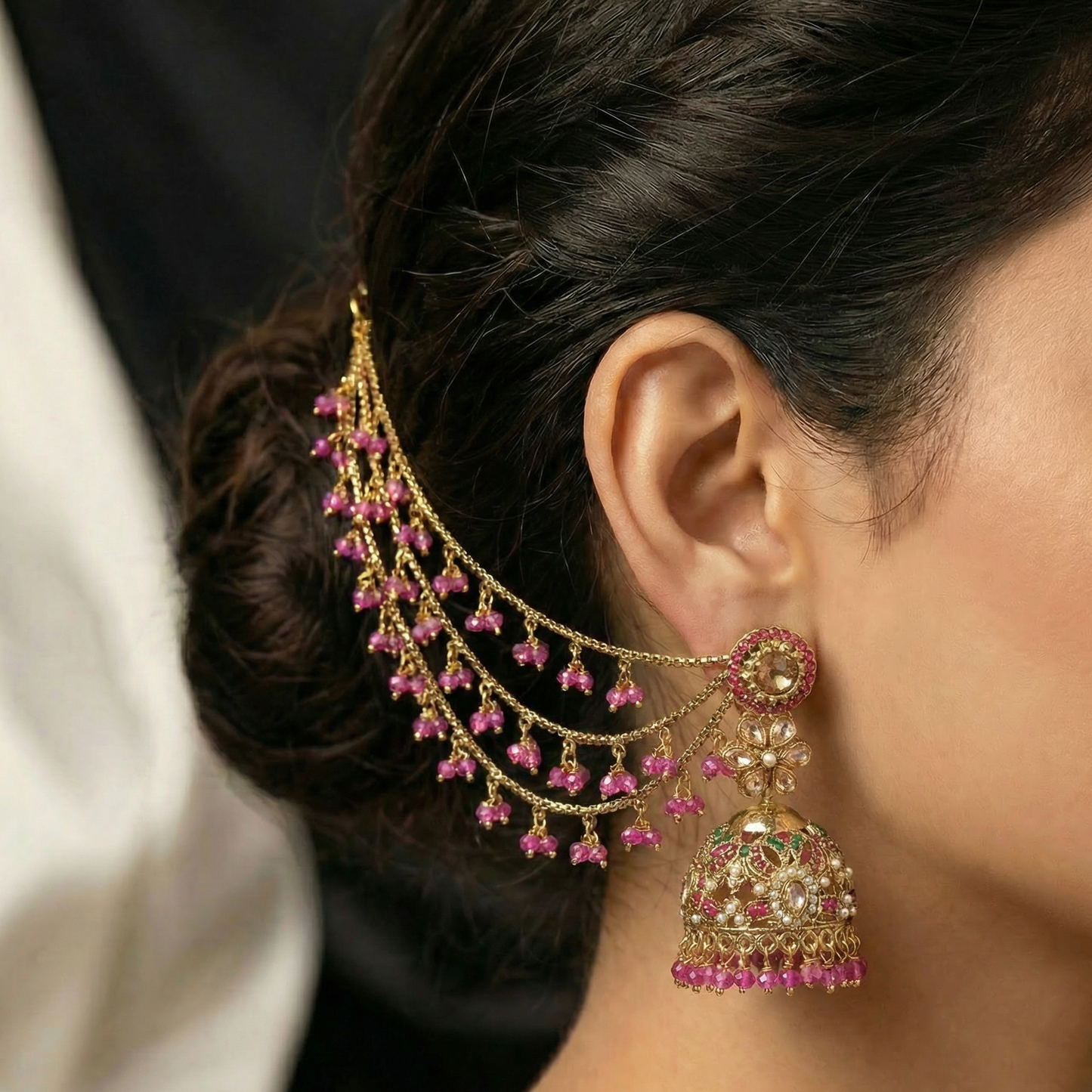 Noraten jhumki with 3 line heavy Sahara