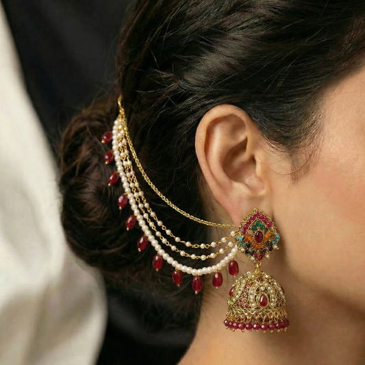 Noraten jhumki with 3 line Sahara