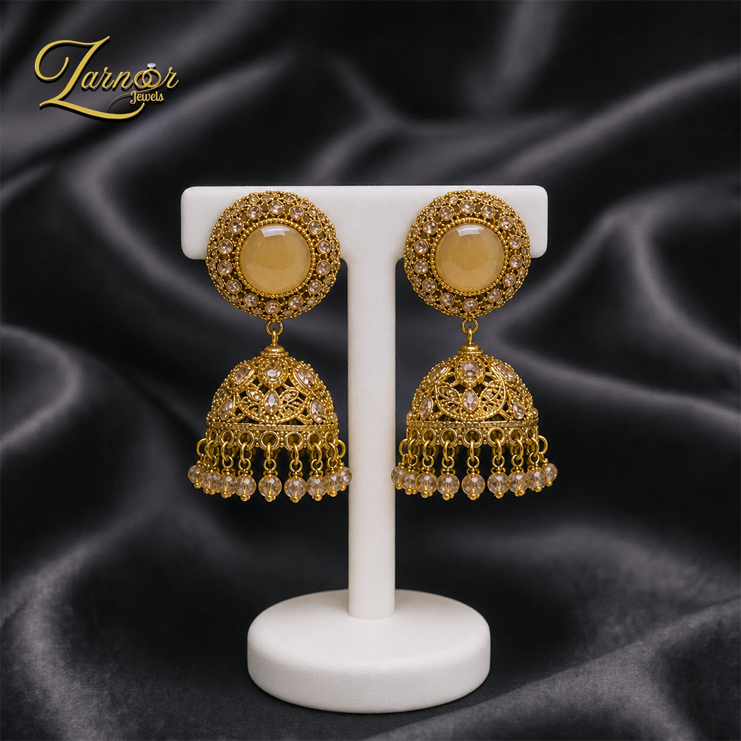 Stylish stone-work jhumki