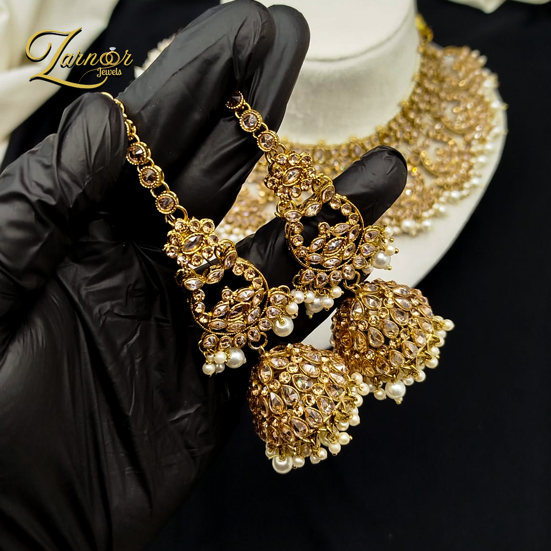 Reverse A.D Bridal Set with Stylish Mala