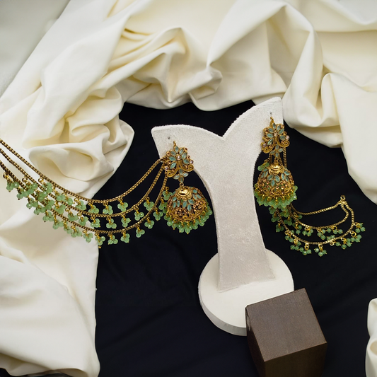 Jhumki with 3 line heavy sahara