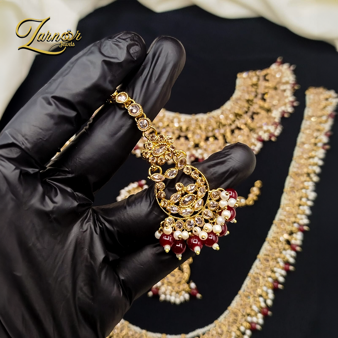 Reverse A.D Bridal Set with Stylish Mala