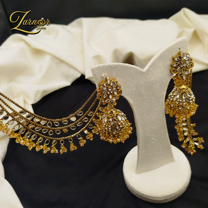 Heavy kundun jhumki with 3 line Sahara