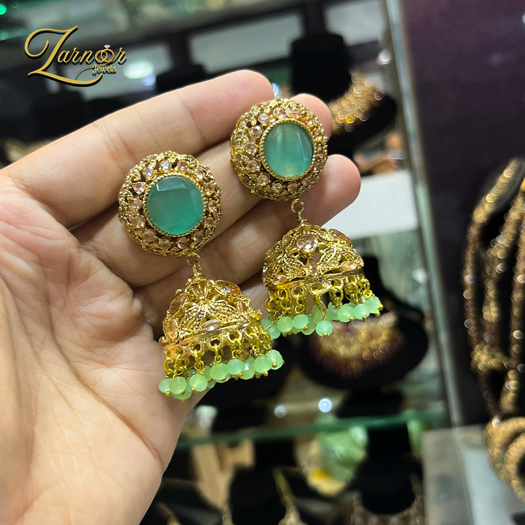 Stylish stone-work jhumki