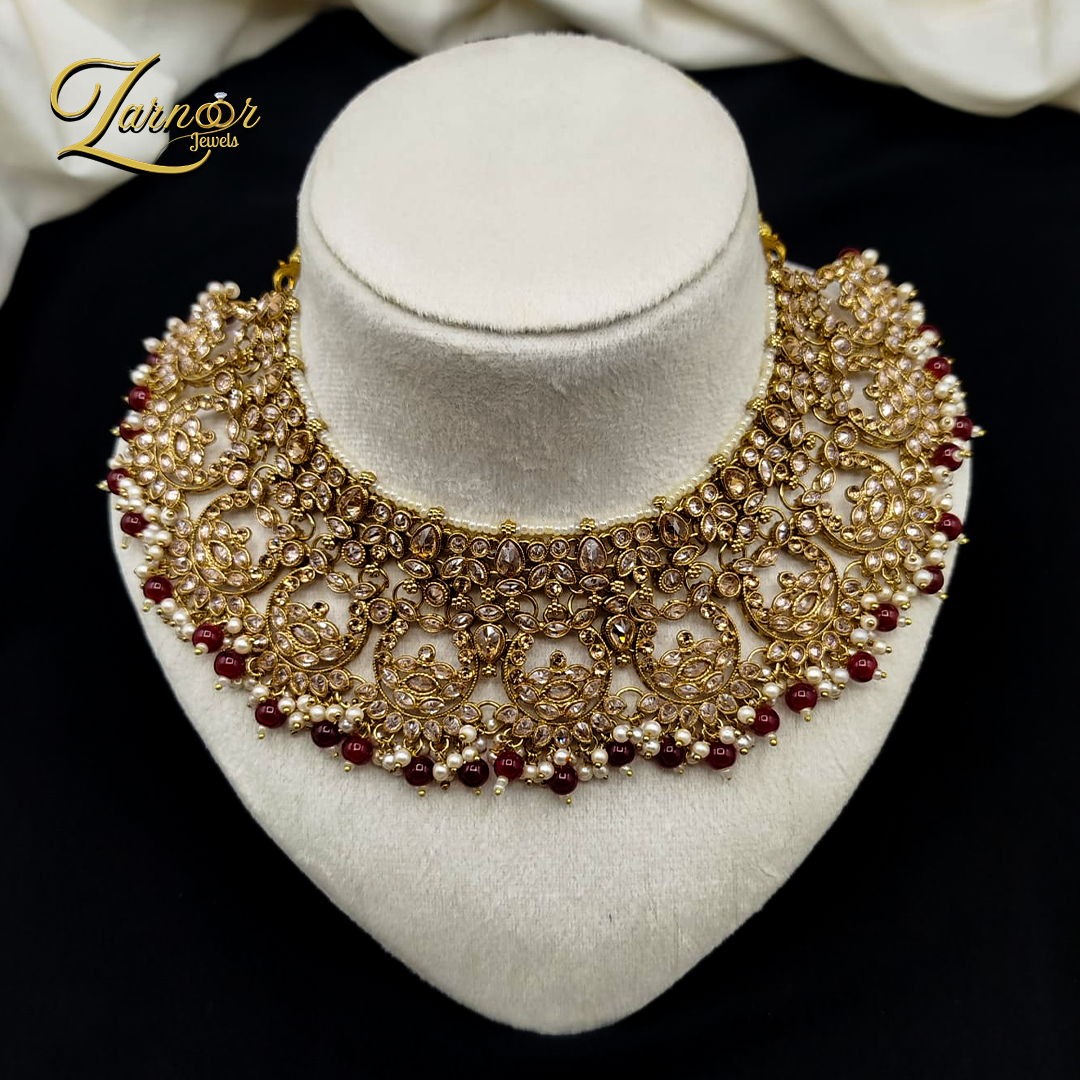 Reverse A.D Bridal Set with Stylish Mala