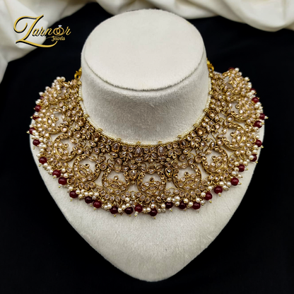 Reverse A.D Bridal Set with Stylish Mala