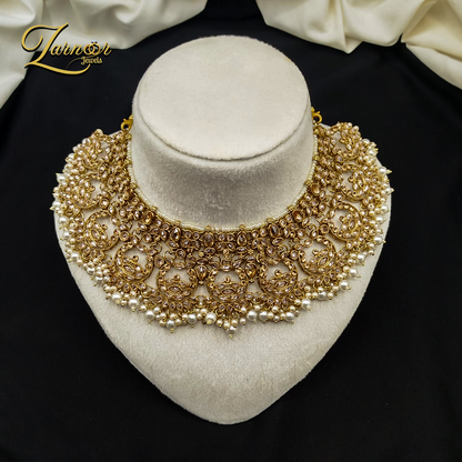 Reverse A.D Bridal Set with Stylish Mala