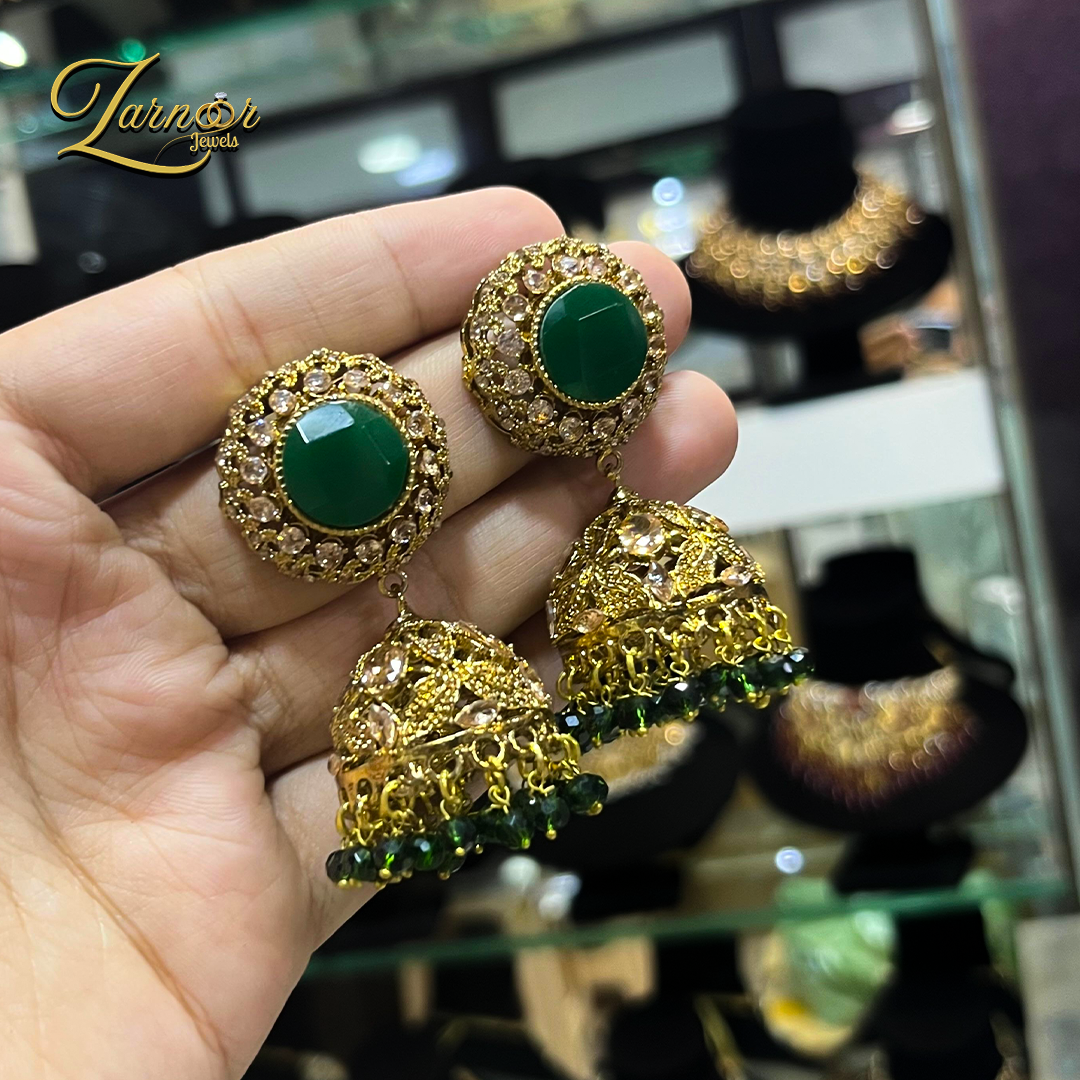 Stylish stone-work jhumki