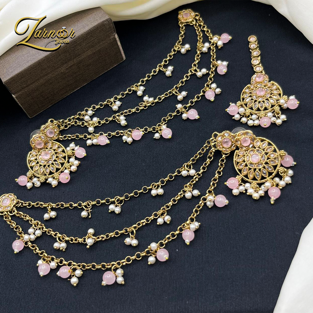 Elegant earrings tika with 3 premium  look 3 layers Sahara