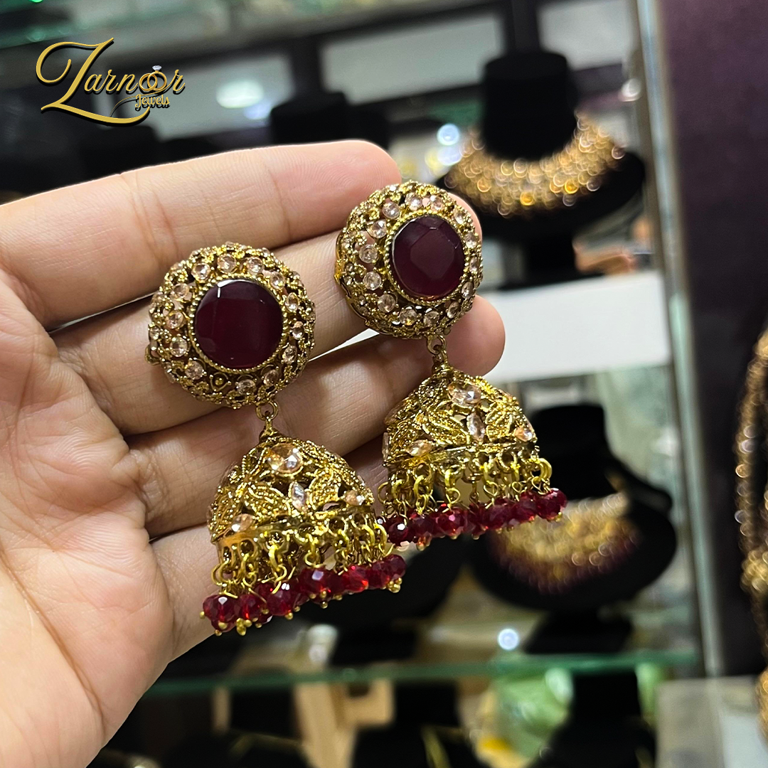 Stylish stone-work jhumki