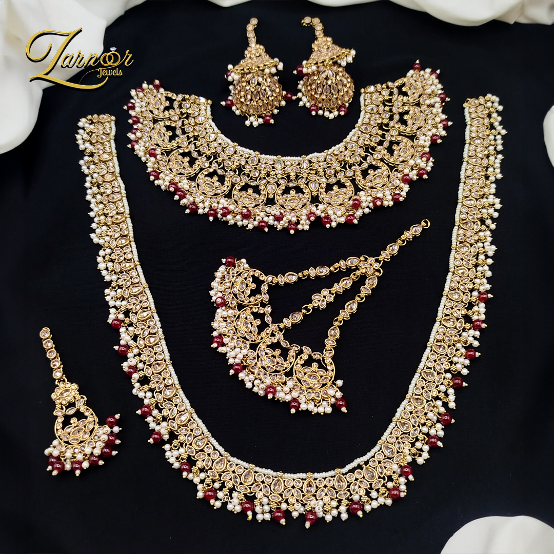Reverse A.D Bridal Set with Stylish Mala