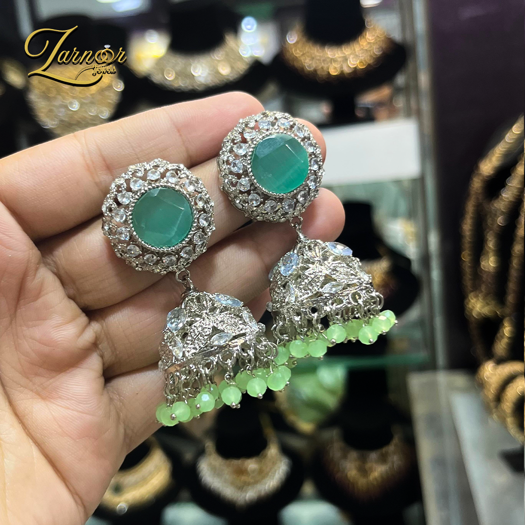 Stylish stone-work jhumki