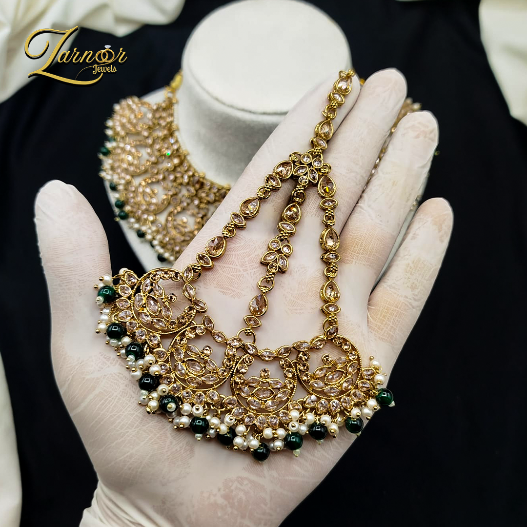 Reverse A.D Bridal Set with Stylish Mala