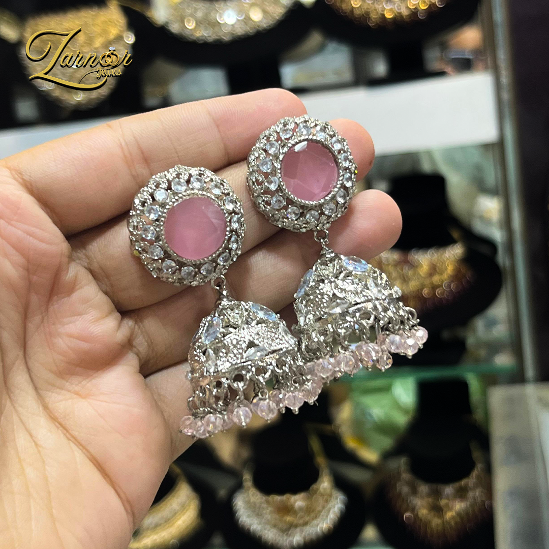 Stylish stone-work jhumki