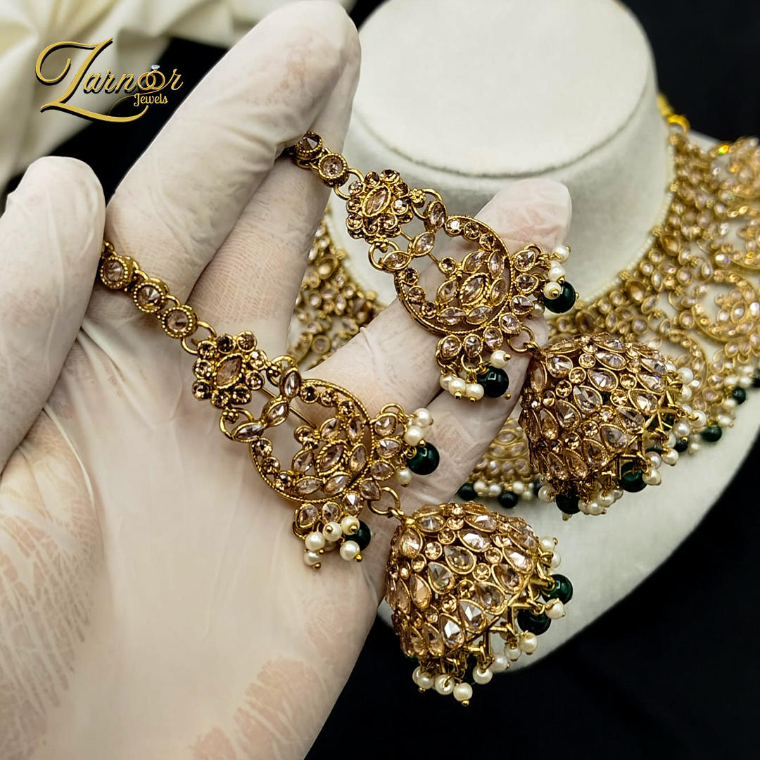 Reverse A.D Bridal Set with Stylish Mala