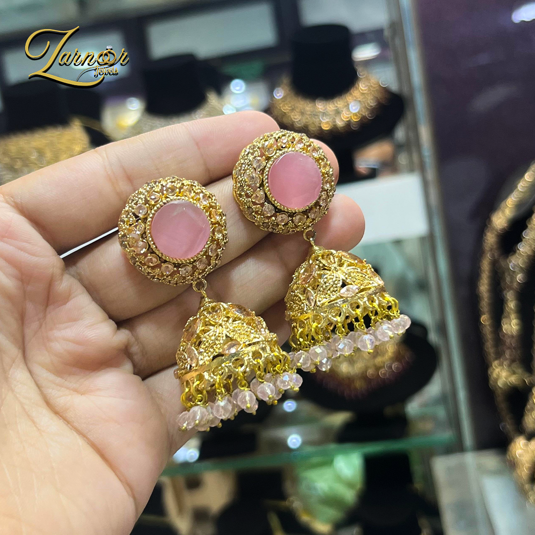 Stylish stone-work jhumki