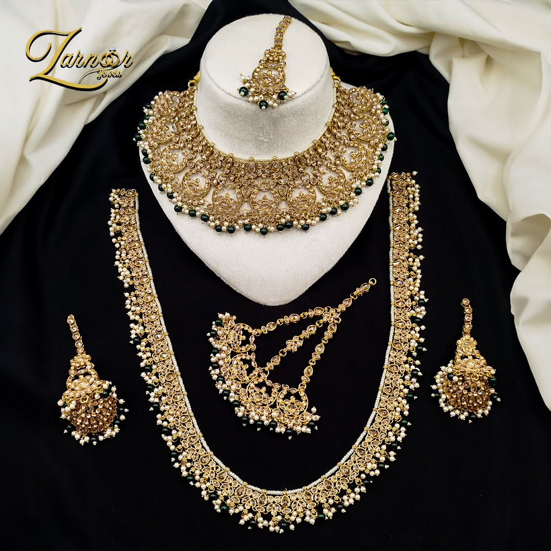 Reverse A.D Bridal Set with Stylish Mala